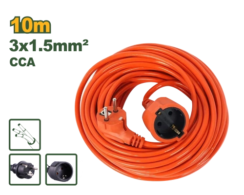 Удлинитель электрический, оранжевый (1 гнездо) сечением 3*1,5mm²; 10m; 10A-250V; JDEJAG03 Jadever