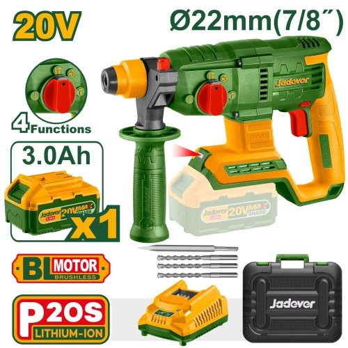 Перфоратор беспроводной на аккумуляторе 20V 5400bpm 2.OJ SDS +1акк. JDLM1522 Jadever